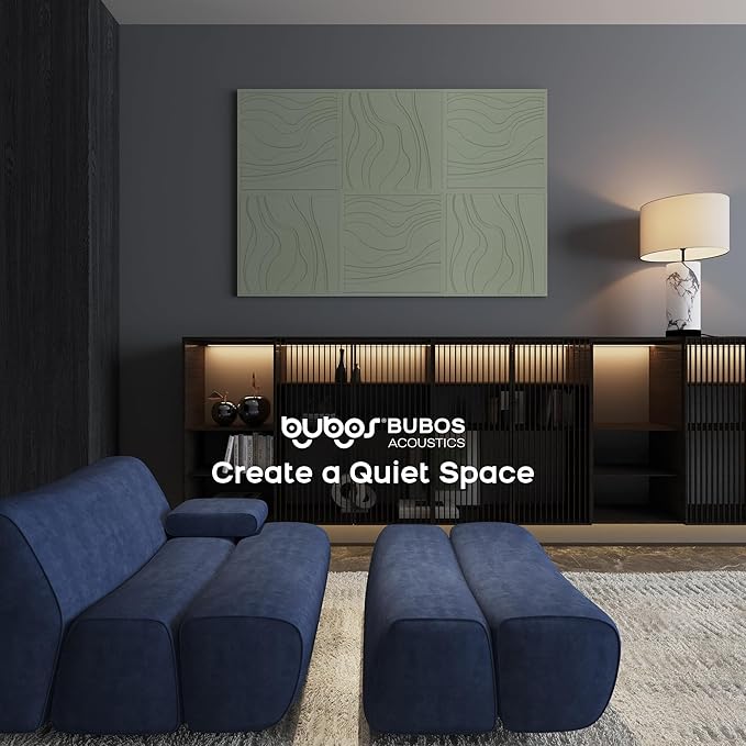 BUBOS 6 Pack Large Acoustic Panels,Total Size 24 x 24Inches Soundproof Wall Panels,Decorative Sound Panels,Self-Adhesive Acoustic Wall Panels for Recording Studio, Home&Office (Green, 6 Pcak)