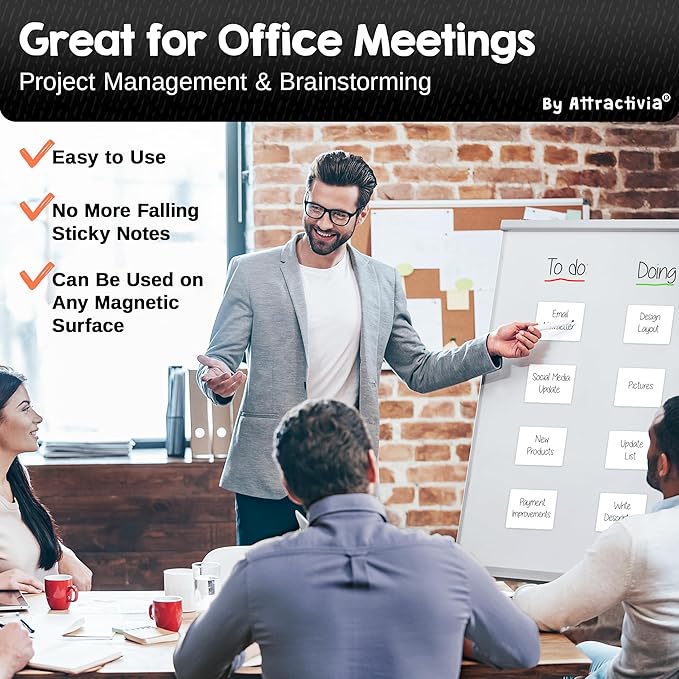 Attractivia Dry Erase Magnetic Labels 3.7 x 2.8 in, Medium Dry Erase Magnets, 20-Pack, White Erasable Write-On All-Purpose Labels, for Office, Education, Home, Whiteboard