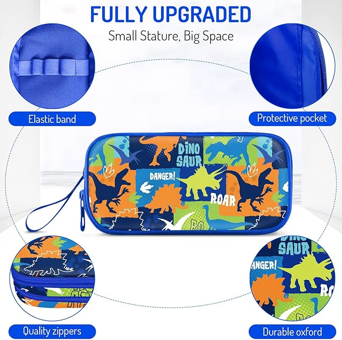 Fitvc Large Pencil Case for Boys,Dinosaur Boys Pencil Pouch for Kids Teens School,Large Capacity Pen Box Marker Organizer for School