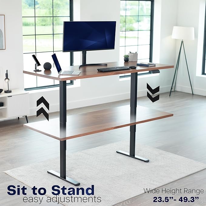 VIVO Electric Dual Motor Stand Up Desk Frame for 40 to 85 inch Table Tops, Frame Only, 3 Stage Height Adjustable DIY Workstation with Memory Controller, Black, DESK-V103E