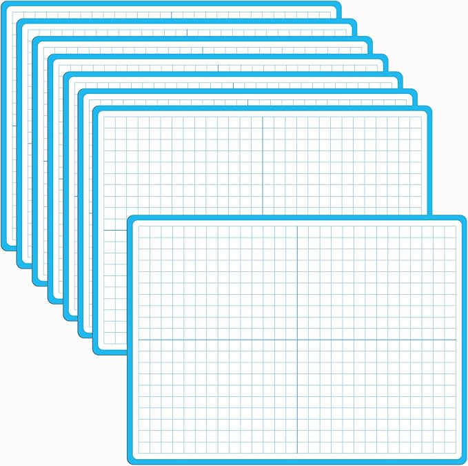 8 Packs XY Axis Graph Dry Erase Board, Double Sided Dry Erase Board Writable and Erasable Math Learning White Board for Kids, Students, Classroom and Home (Each Measures 12” x 9”)