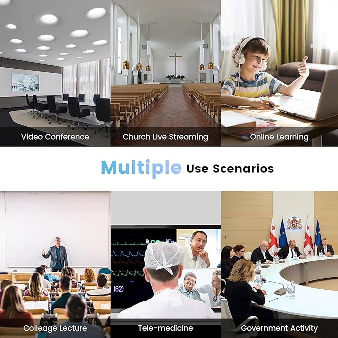 TONGVEO HDMI 20X Optical Zoom PTZ Conference Room Camera System, 1080P 60fps USB3.0 Computer Camera with Microphone & Bluetooth Speakerphone, Easy Setup for Church & Meetings