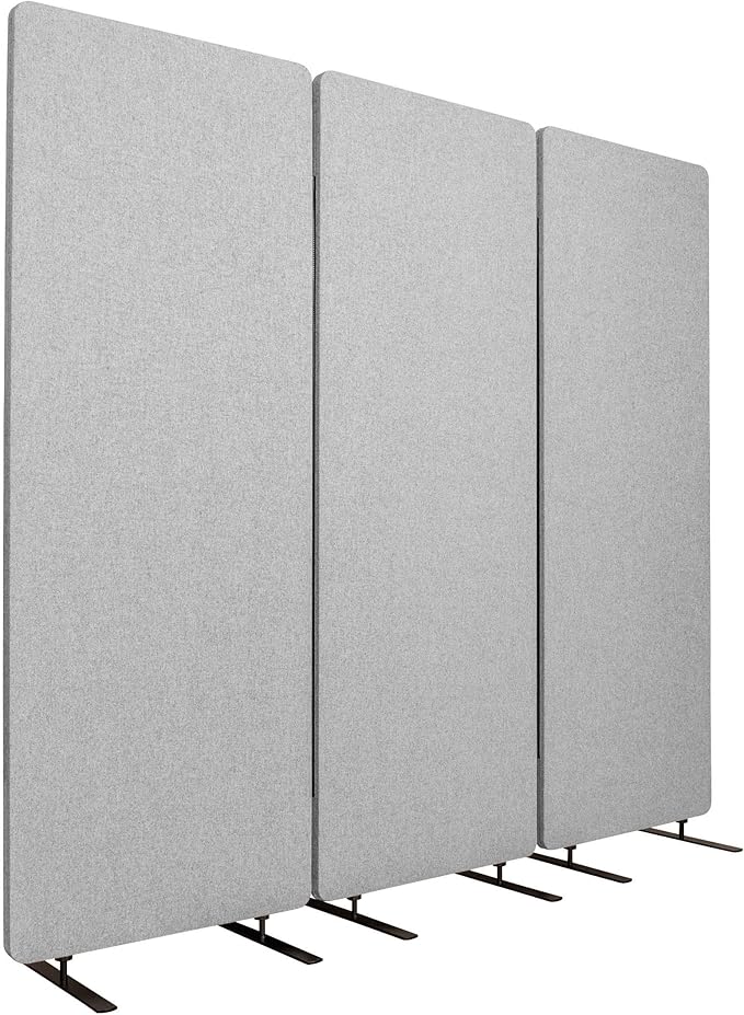 Stand Up Desk Store ReFocus Freestanding Noise Reducing Acoustic Room Wall Divider Office Partition (Cool Grey, 72" x 66", Zippered 3-Pack)
