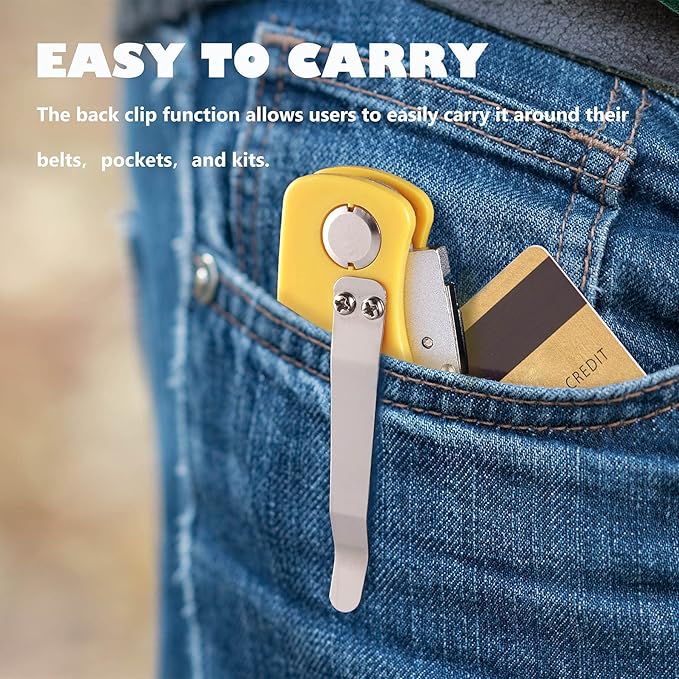 REXBETI Folding Pocket Utility Knife Quick-change SK5 Box Cutter for Cartons, Cardboard and Boxes, Back-lock Mechanism with 10 Extra Blades (12 folding utility knife)