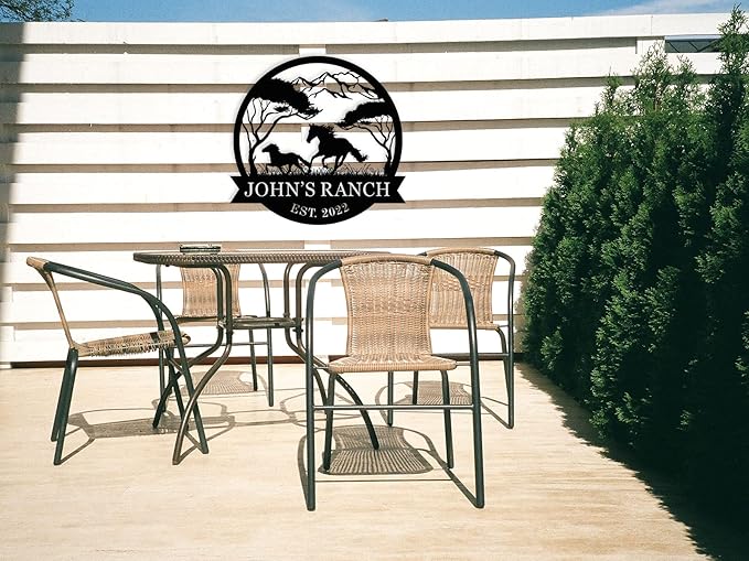 efcustomgifts Personalized Horse Ranch Metal Signs,Horse Signs for Barn, Custom Horse Farm Name Sign, Rustic Farmhouse Wall Decor, Custom Horse Entryway Sign farmhouse Gift