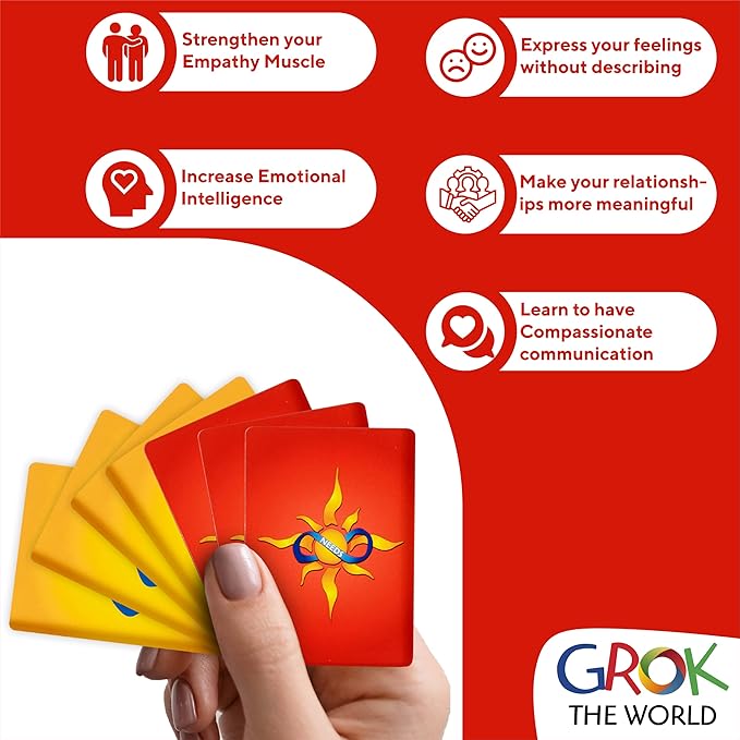 GROK Conversation Cards & Empathy Games - 20 Games to Teach Empathy, Emotional Intelligence, & SEL Skills for Families, Classrooms & Couples