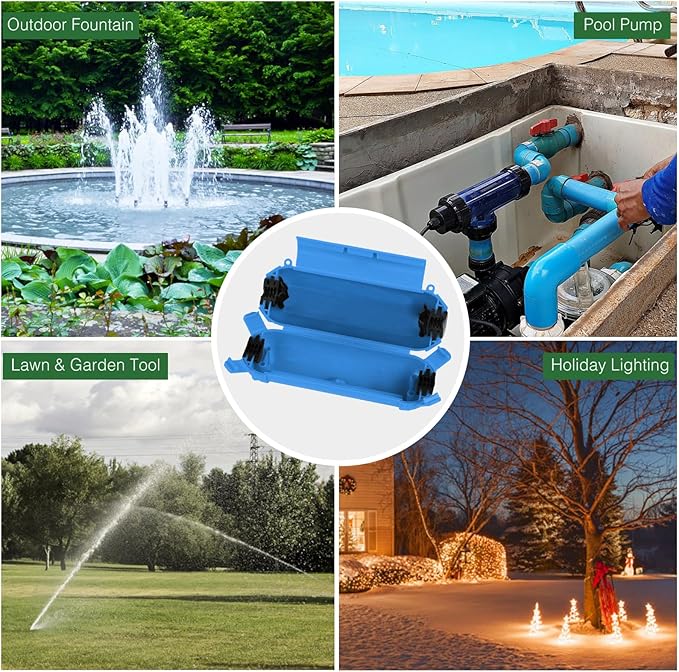 Flemoon [3 Pack] Outdoor Extension Cord Cover, IPX4 Waterproof Box and Safety Housing Case, Ideal to Protect Outdoor Plugs, Electrical Connections, Holiday Decoration Lights, Size Small, Blue