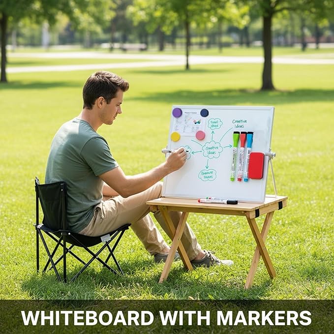 MXG Magnetic White Board Dry Erase, 10x14 Inch Double Sided Small Whiteboard with Stand, Includes 4 Markers, 4 Magnets & Eraser, Portable White Board for Desktop,Wall,Office,&Classroom