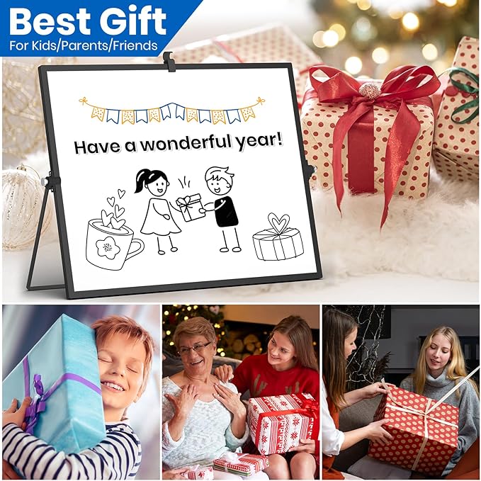Grtard Magnetic Dry Erase Board with Stand, 18''x14'' Double-Sided White Board, Desktop Whiteboard with Stand, Large White Board, Desk Whiteboard Portable, Dry Erase Board for Kids, Memo(Black)