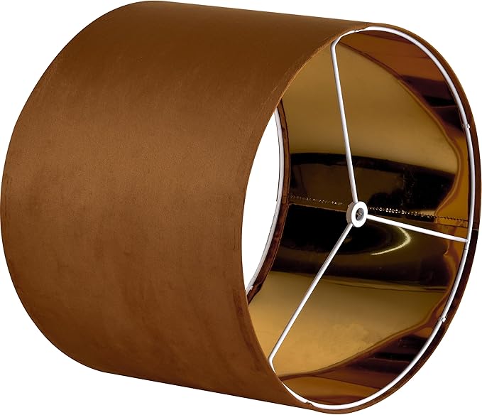 GO&SO Large Lampshades Replacement,Burnt Orange Velvet Drum Lamp Shades Set of 2-16" Top x 16" Bottom x 12" High(Spider)- Modern Fabric Lampshade for Table Lamp,Floor Lamps -Assembly Require