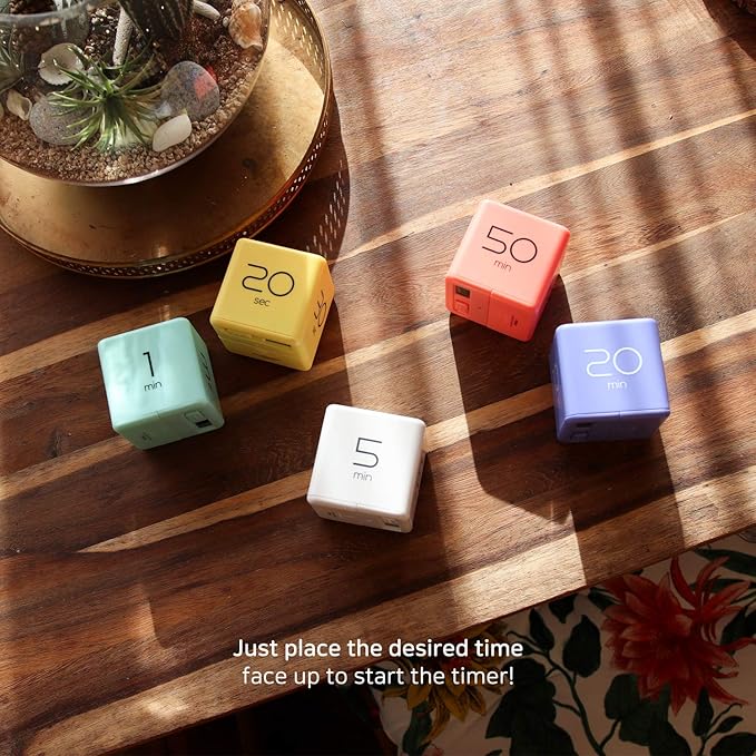 mooas Cube Timer (Coral), Timers Cube Flip Block Timers Productivity Gravity Sensor Time Management for Kids ADHD Classroom Kitchen Desk Workout Cooking Study 10, 30, 50, 60 min Timer Setting