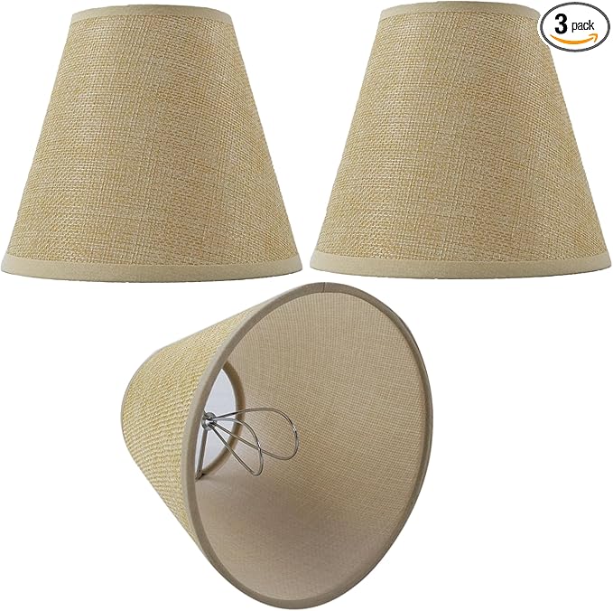 TAaMTYH small lamp shade chandelier shades set of 3，Fabric Lampshade for Wall Lamp，chandelier shades，small table lamps，For Cutting Edge bulbs, Clip-on Fitter Lampshade，3" X 6" X 5"