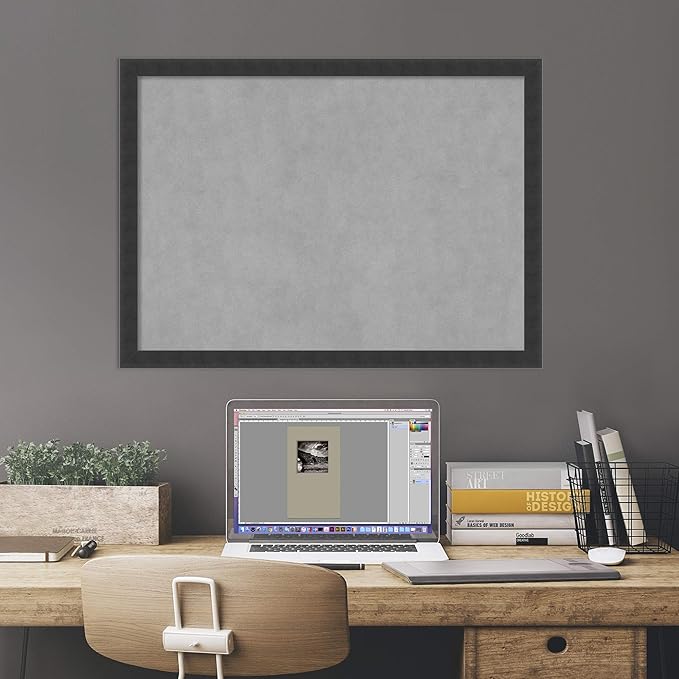 Amanti Art Black Framed Magnetic Board 22x30 Medium Vision Board for use with Magnets, 100% Metal Sheet to Display Items as Office Decor or for Home Organization in mudroom, Kitchen or Kids Room