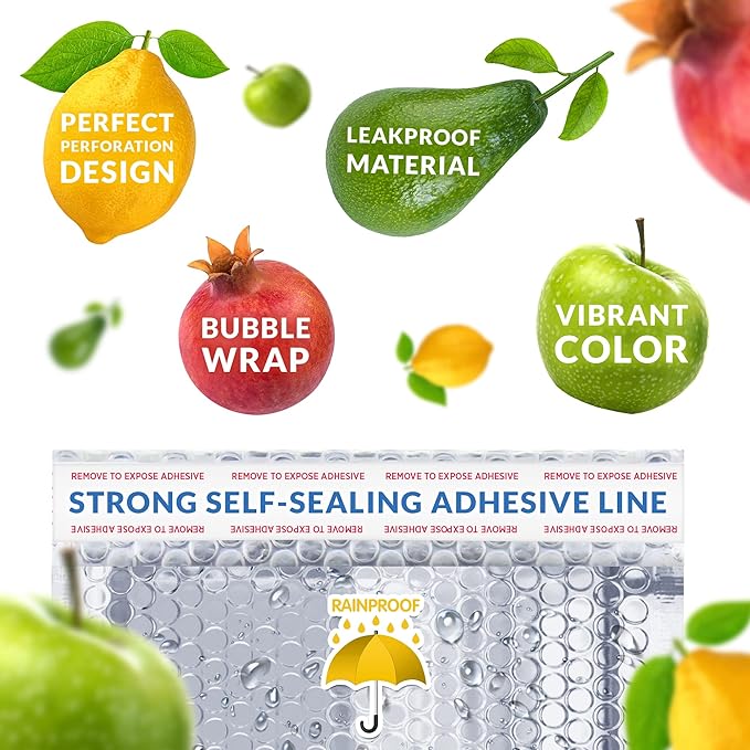 Amiff Silver Thermal Bubble Mailer, 8 x 11 Inches. 100 Pack Metallic Bubble Mailers. Self-Seal Insulated Mailers for Cold Shipping. Padded Envelopes Waterproof. Thermal Bag for Food, Cosmetics