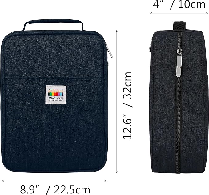 JAKAGO 274 Slots Colored Pencil Case Large Capacity Pen Holder for Artist Painter Zipper Organizer Bag for Marker Highlighter Storage Case for Office Sketch Travel Supplies(Blue)