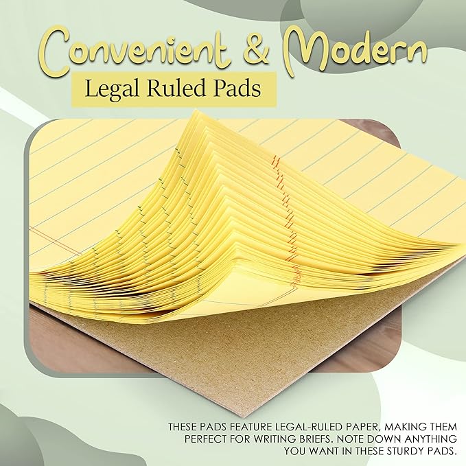 Emraw Jr. Legal pad, Small Note Pads Legal Ruled Writing Pad. Perforated Edge. 5" X 8" Canary Yellow, Universal, 50 sheets per Pad (Pack of 12)