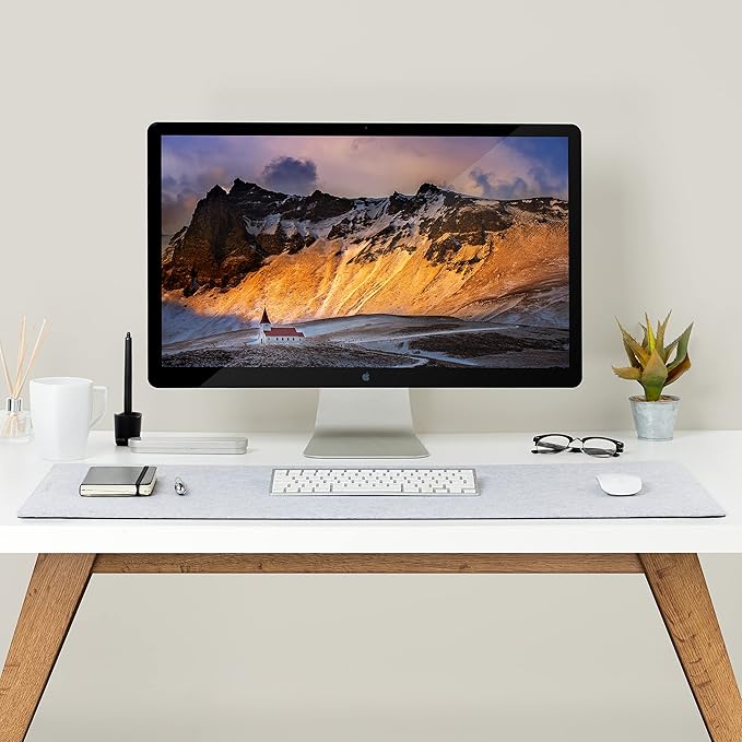Wolvende Premium Felt Desk Mat | Large 15.75" x 36" | Multifunctional Desk Pad for Home Office | Light Gray