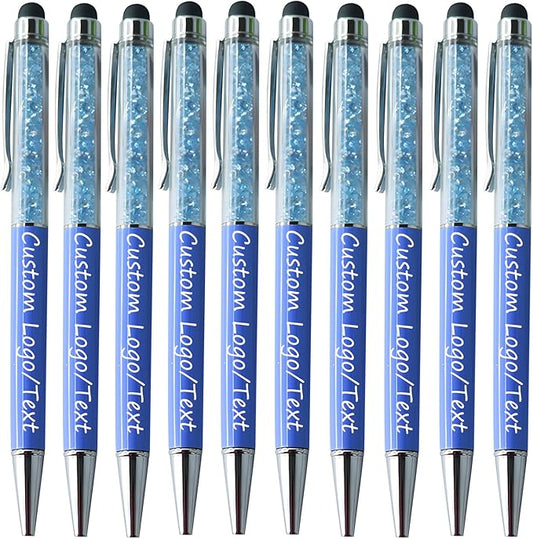 Yucold Customized Pens with Name/Logo - Touch Screen Stylus Ballpoint Pen, Perfect for Weddings, Business & Personalized Gifts (Lake blue,300)
