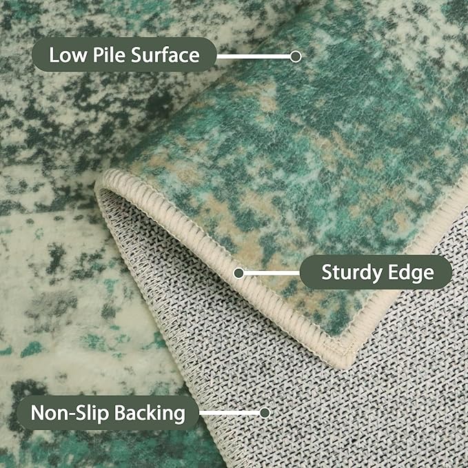 GENIMO 8x10 Area Rugs, Modern Living Room Rugs, Large Machine Washable Rug Non-Slip, Soft Pet Friendly Rugs for Bedroom, Playroom, Dining Room, Sage Green