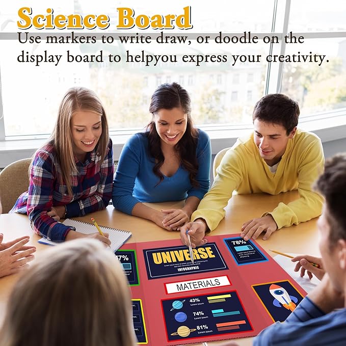 AKONEGE 3PCS Small Trifold Poster Board, 21 x 14 Inches Red Corrugated Cardboards Tri Fold Poster Boards for School Projects, Science Fair, Business Presentations, Exhibitions, Event Display