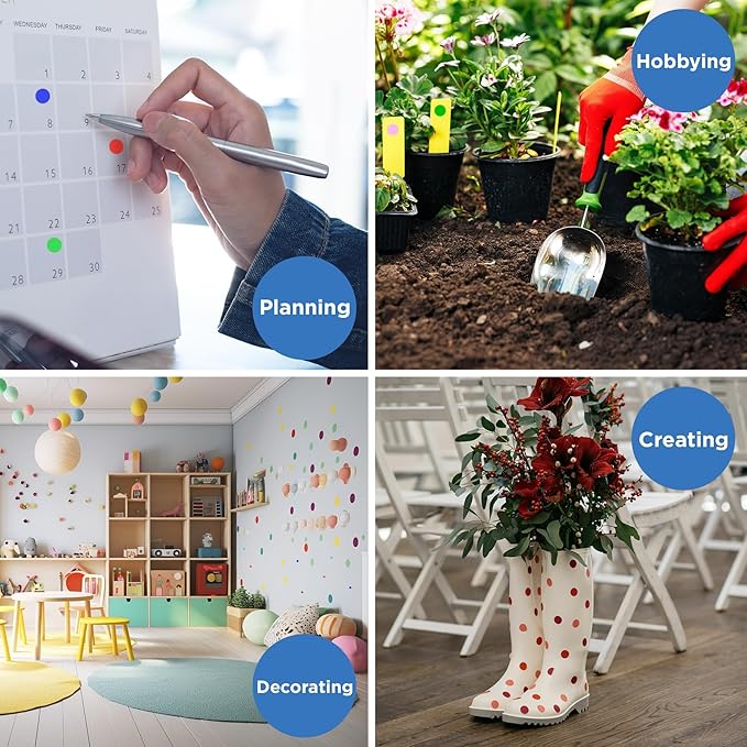 ChromaLabel 1/2 Inch Round Colored Stickers, High Visibility Removable Sticky Dots Color Coding Labels, Easy to Write On Dot Sticker - 1000 Stickers per Dispenser Box, Matte Finish Fluorescent Pink