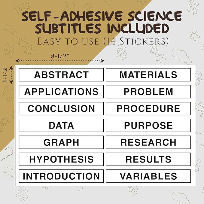 White Trifold Presentation Board 36" x 48" (Pack of 4) Self-Adhesive Science Subtitles included - Display Exhibition Board Lightweight and Portable with Smooth Surface - by Emraw