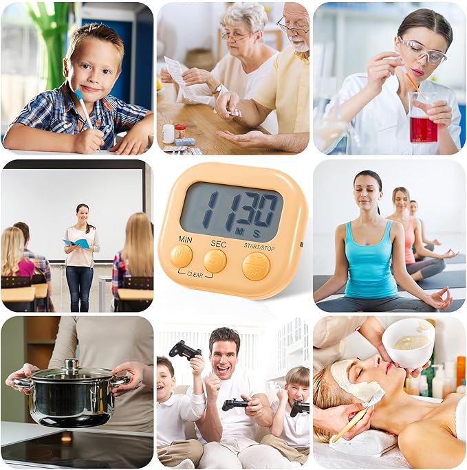 Weewooday 12 Pcs Digital Kitchen Magnetic Timer Bulk Classroom Count up Countdown Timer Large Digits Egg Loud Alarm Cute Desk Stopwatch for Teacher Kids Cooking Office (Multicolor,Vibrant Style)