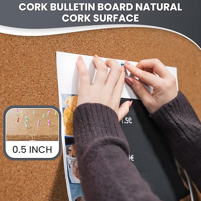72"x36" Lockable Enclosed Bulletin Board, Outdoor Cork Weather-Resistant Aluminum Frame Notice Board, Wall Mounted Display Case Acrylic Doors for School,Office,Black Frame w/Cork