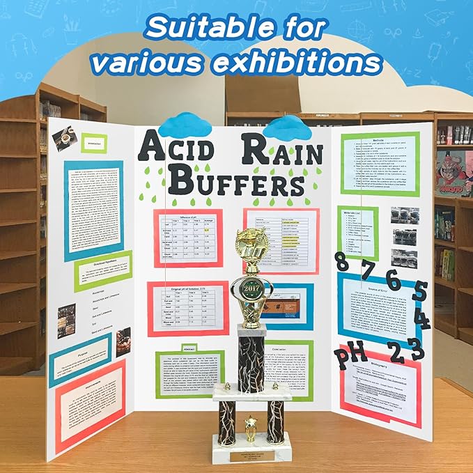 VinTS 36" x 48" Large Trifold Poster Board,4 Pack White Corrugated Foldable Project Boards for Science Fair, School Projects,Photo Displays