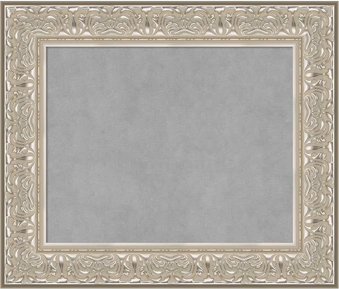 Amanti Art Silver Framed Magnetic Board 23x27 Small Vision Board for use with Magnets, 100% Metal Sheet to Display Items as Office Decor or for Home Organization in mudroom, Kitchen or Kids Room