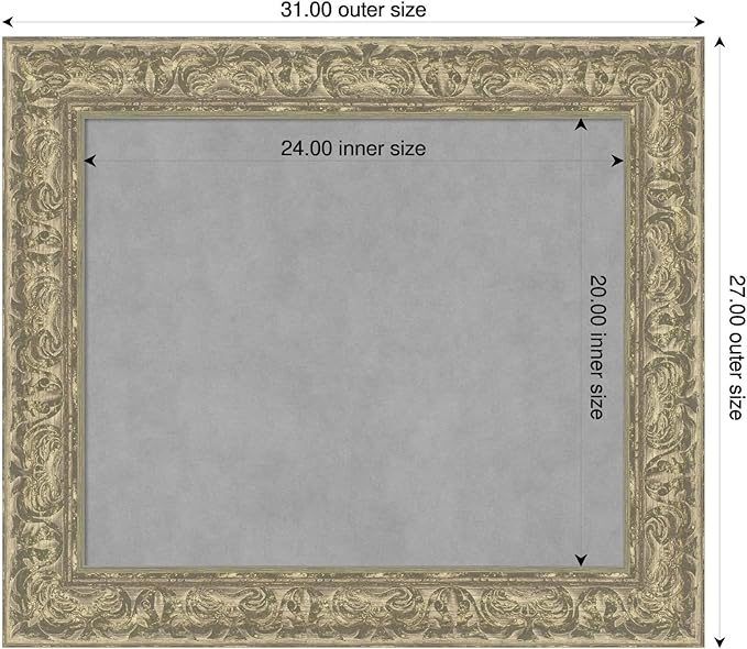 Amanti Art Silver Framed Magnetic Board 27x31 Medium Vision Board for use with Magnets, 100% Metal Sheet to Display Items as Office Decor or for Home Organization in mudroom, Kitchen or Kids Room