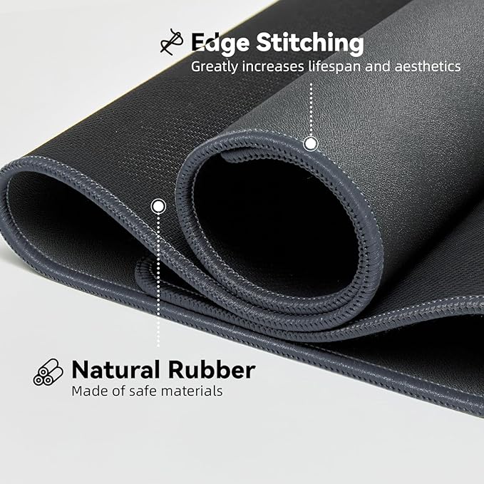 Reniteco Waterproof Large Gaming Mouse Pad with Durable Stitched Edges, Non-Slip Rubber Base, Grainy Jacquard Mouse Mat Desk Pad for Home Office Gaming, 35.4''x15.7''x0.12'', Deep Gray