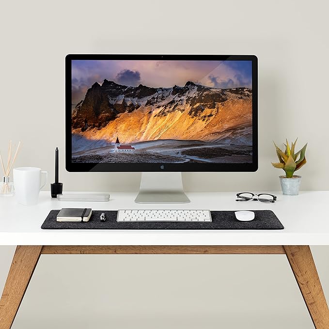 Wolvende Premium Felt Desk Mat | Small 12" x 27.5" Multifunctional Desk Pad for Home Office | Dark Gray