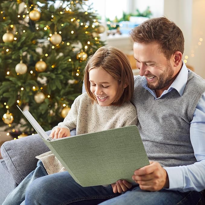 Vienrose 3 Ring Binder 1 Inch Round Rings with Linen Fabric Cover, Fits 8.5 x 11 Inch Paper, Durable Organizer for School, Office, Home, Recipes (2 Pack,LightGreen)