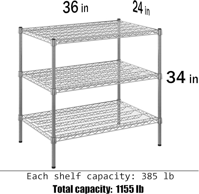 Regal Altair 24" Deep x 36" Wide x 34" Height Wire Shelving Kit | 3-Tier | NSF Commercial Storage Rack Unit