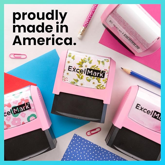 ExcelMark Address Stamp - Custom Return Address Stamp with Elegant Designs, Vibrant Colors & Patterns – Perfect for Mail, Invitations & Gifts (Holiday)
