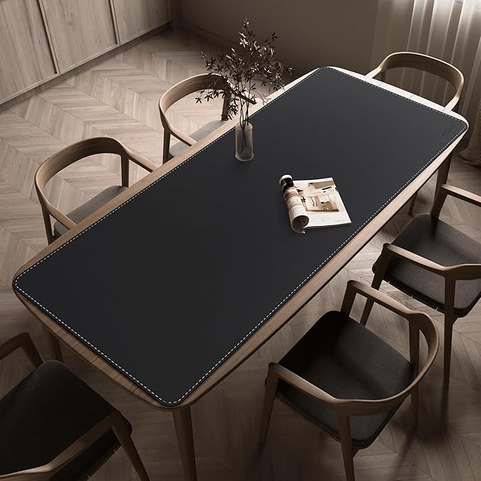 Mydours Super Size 71" x 28" Desk Mat, PU Leather Heavy-Duty Office Blotter for Laptop Keyboard, Gaming-Ready Extended Mouse Pad with Scratchproof & Spill-Resistant Features (Black)