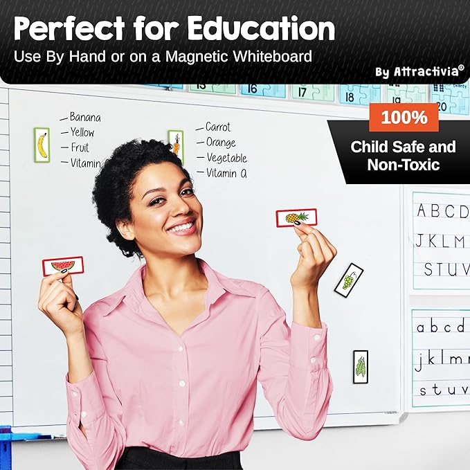 Attractivia Dry Erase Magnetic Labels 2.8 x 1.2 in, Color Borders, Dry Erase Magnets, 60-Pack, White Erasable Write-On All-Purpose Labels, for Office, Education, Home, Whiteboard, Magnetic Name Tags