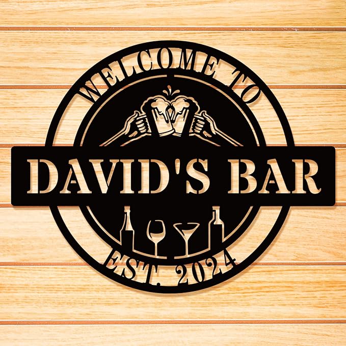 Personalized Bar Sign | Custom Metal Wall Art Decor for Home Beverage Station & Wet Bar | Unique Pub Room Housewarming Gift & Man Cave Accessories