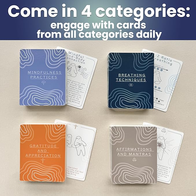 QUOKKA Meditation Cards - 120 Cards for Adults - Anxiety Relief Items Affirmation Cards for Mental Health - Calming Self Care for Women - Perfect Mindfulness Gift for Adult