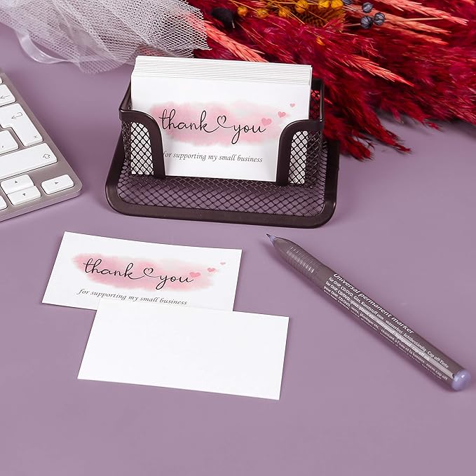 200 Thank You For Supporting My Small Business Cards, Elegant and Professional Design, 2" x 3.5", Recommended for Online Retailers, Small Business Owners and Local Stores