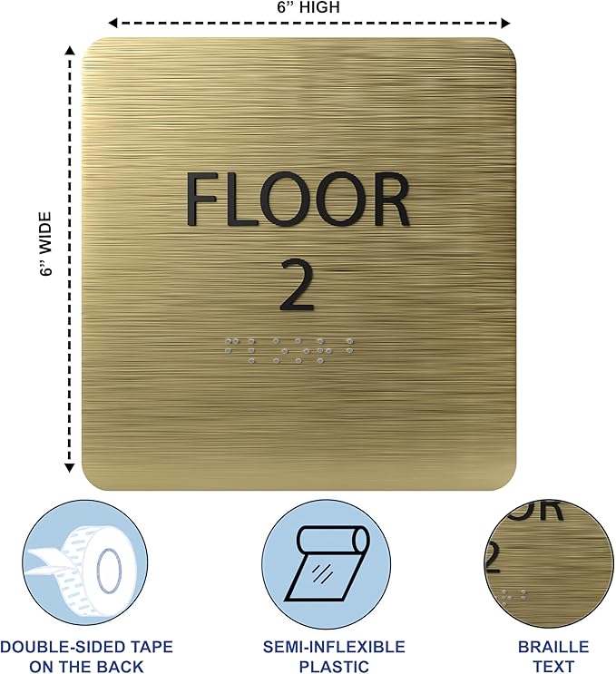 Spruce ADA Floor 2 Sign with Braille – Made from Durable Acrylic and Ready to Mount