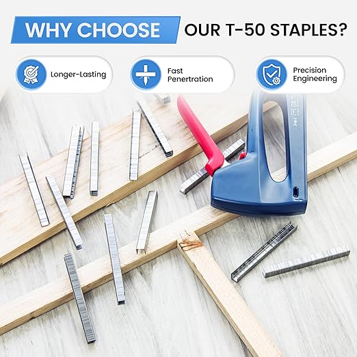 meite T-50 Staple Gun Staples Marine, 1/2 Inch 304 Stainless Steel T-50 Staples, Heavy Duty 20 Gauge 3/8 Inch Crown Upholstery Staple for Marine Applications (10 Packs)