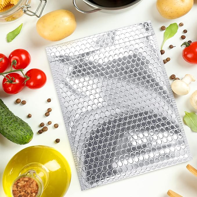 Amiff Silver Thermal Bubble Mailer, 5 x 9 Inches. 10 Pack Metallic Bubble Mailers. Self-Seal Insulated Mailers for Cold Shipping. Padded Envelopes Waterproof. Thermal Bag for Food, Cosmetics