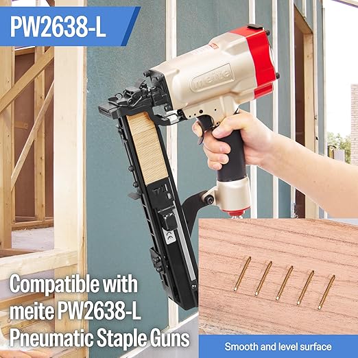 meite 16 Gauge 1-Inch Wide Crown Staples 1'' Leg, Galvanized P-Type Heavy Duty Construction Staples for Stapler Gun - Roofing Flooring Fencing House-Wrap, Strong Holding & Tear-Resistance, 10,000 PCS