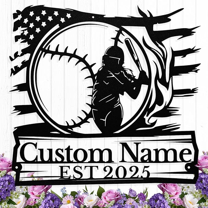 Personalized Softball Metal Sign, Custom Softball Signs Wall Art, Custom Name Sign for Player, Girls Room Decor, Sports Wall Decor, Gift for Girls, Team, Mother, Wife, Daughter