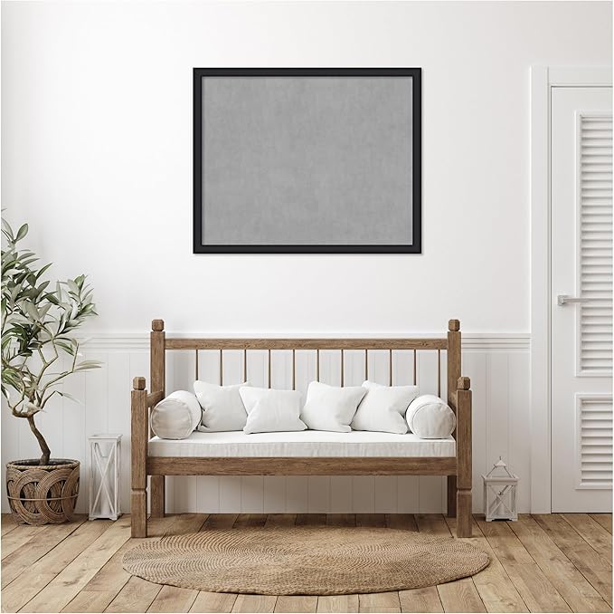 Amanti Art Black Framed Magnetic Board 35x43 X-Large Vision Board for use with Magnets, 100% Metal Sheet to Display Items as Office Decor or for Home Organization in mudroom, Kitchen or Kids Room
