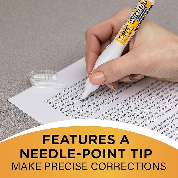 BIC Wite-Out Brand Shake 'n Squeeze Correction Pen, 8 ML Correction Fluid, 4-Count Pack of white Correction Pens, Fast, Clean and Easy to Use Pen Office or School Supplies