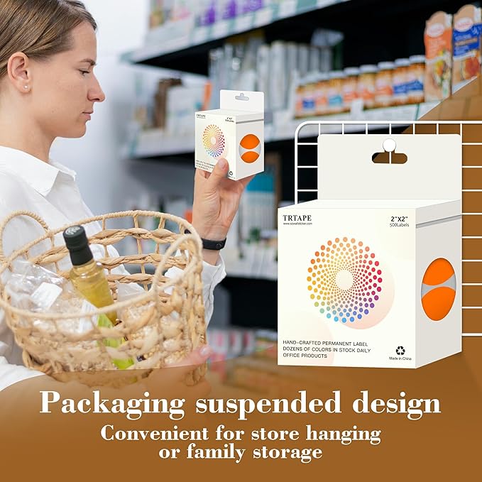 2 Inch Color Coding Round Labels (2000Pcs, 4 Rolls) - Round Color Dot Stickers for Inventory, Pantry, Warehouse Organization - Orange Circle Dot Labels