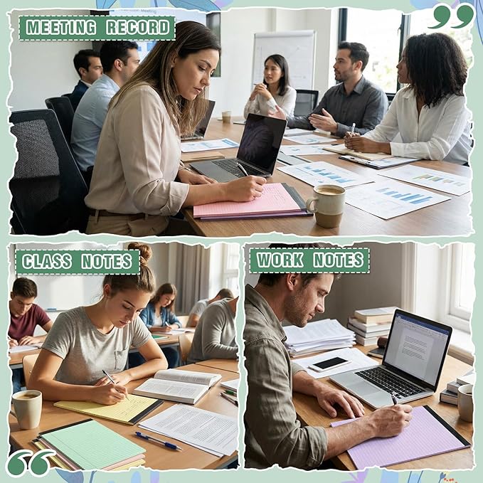 Fuutreo 8 Pcs 8.5'' x 11'' Colored Legal Pad Writing Pads Narrow Ruled 50 Sheets Per Notepad Perforated Writing Notepad Office Supplies for College Office Business (Childlike Color)